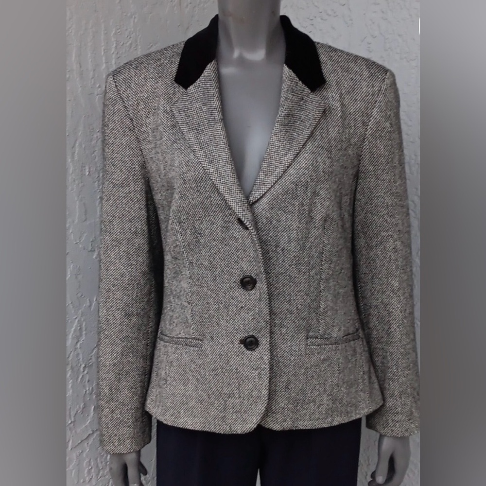 NWT Vintage Chaps Ralph Lauren Wool Tweed Peplum Back Equestrian Jacket L